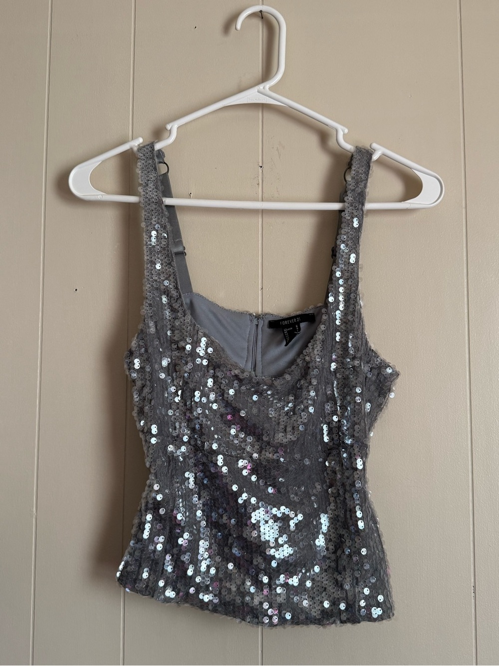 Gray Sequin Tank Top
